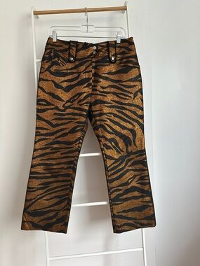 Kenzo Black and Metallic Copper Zebra-Stripe Top